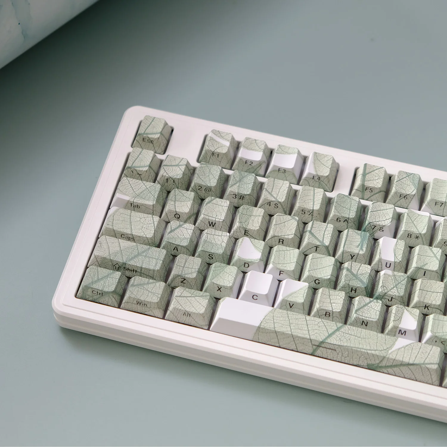 135 Keys Leaf Theme PBT Double Shot Keycaps Side Print Shine Through Cherry Profile Keycaps for DIY Game Mechanical Keyboard Cap view 2