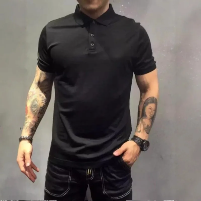 Summer lapel short-sleeved solid-color POLO shirt with printing, exhibition event  corporate culture ,and employee work clothes.