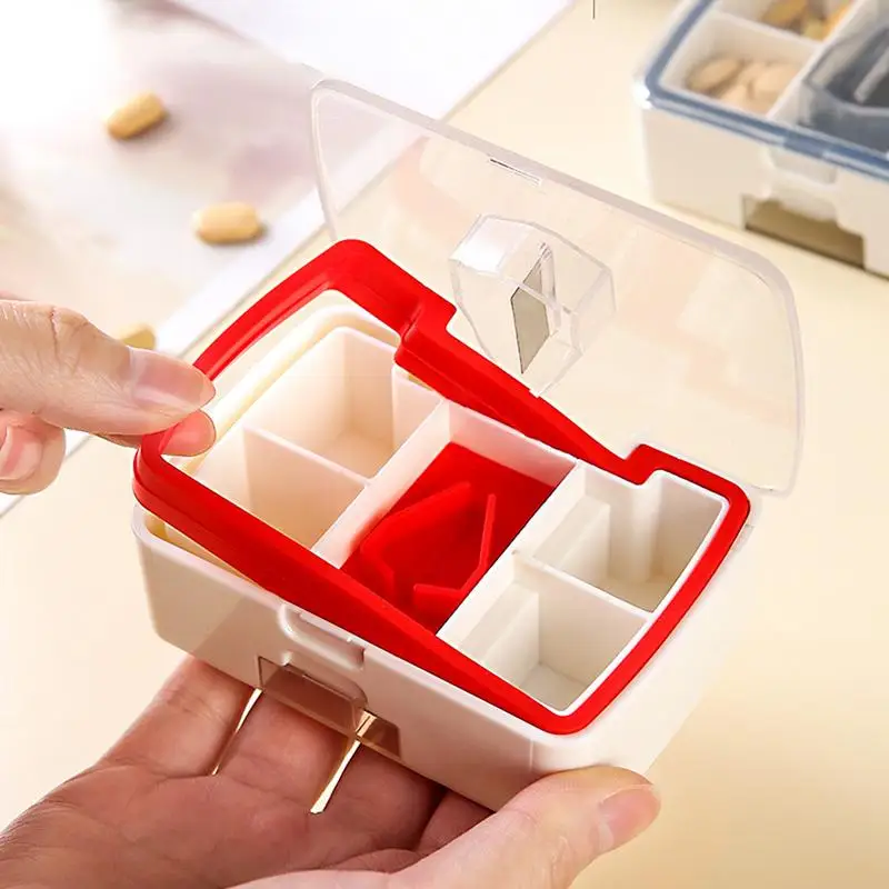 Pill Case With Cutter Tablet Cutter Grinder Organizer Pill Cutter And Splitter Daily Usage Safely Cut Pills Tablets Accurate And