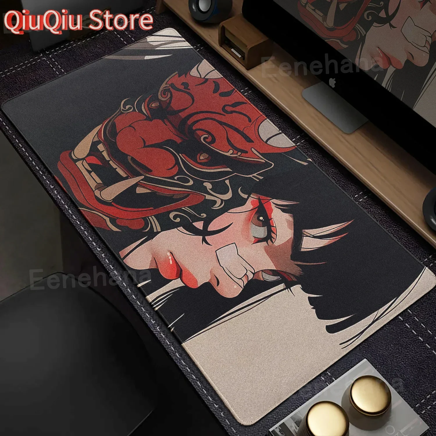 Devil Mask Rubber Mousepad  Anime Goth Girls Gaming Mouse Mat Gamer Locking Edge Computer Mouse Pad Big Office HD Print Desk Mat