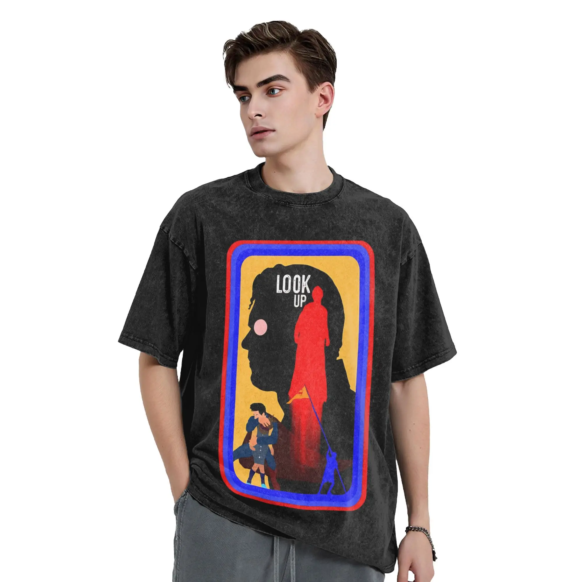 تي شيرت كلاسيكي مغسول انظر إلى ديفيد كورينسويت بسيط تي شيرت رائج تي شيرت للزوجين الصيف الجمالية طباعة تي شيرت