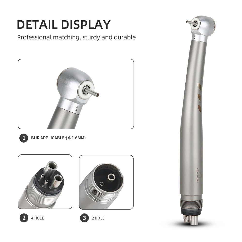 Dental E-Generator Shadowless Ring LED High Speed Handpiece Standard Head Push Button Ceramic Bearing Handpiece