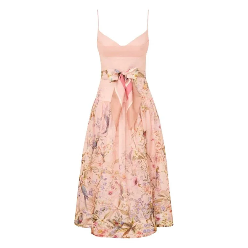 Puffy Dr Vaion Sle slim-fit jurk met hoge taille en print Fluwelen stof Svel verdikte zomer-lentejurk