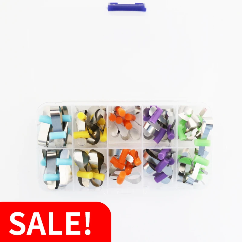 

50pcs/Box Dental Orthodontic Forming Sheet Sectional Contoured Metal Matrices with Positioning for Dentist Adult/Children