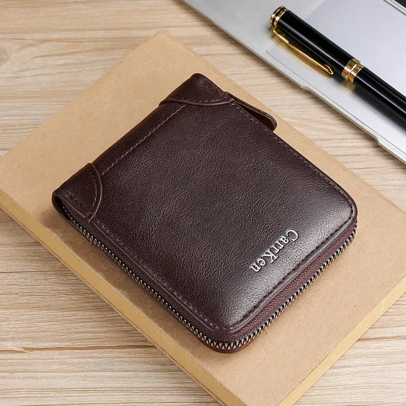 

Men's Leather Wallet Zipper Small Purse Card Holder Man Carteira Masculina Couro Coin Purse Man Porte Monnaie Billetera Hombre