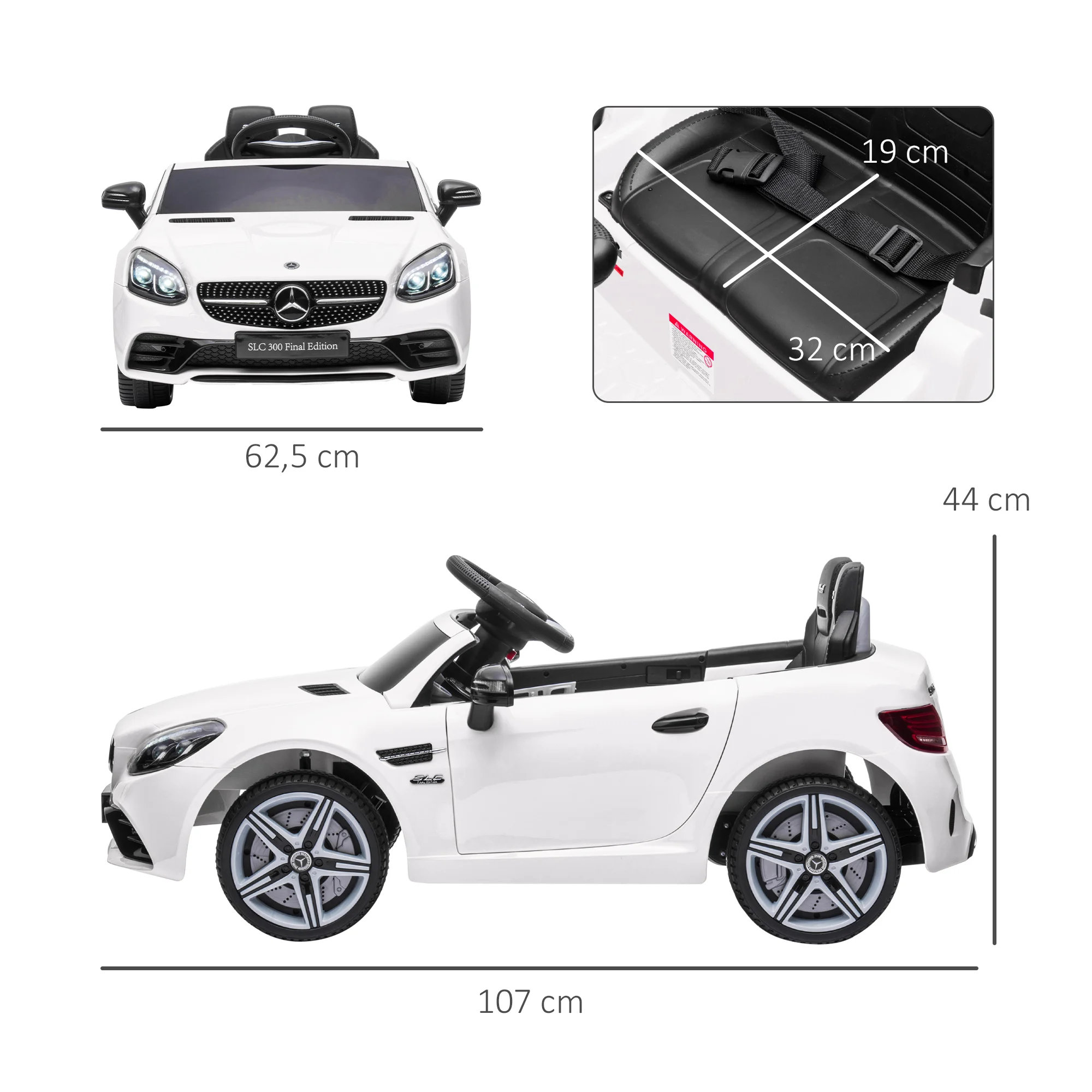AIYAPLAY Coche eléctrico Infantil 12 V, Coche Infantil con Mando a Distancia 2.4G, Coche eléctrico con Faros LED, cinturón de Seguridad, claxon, música, Mercedes SLC 300 Coche Infantil para niños a AIYAPLAY Coche eléctrico Infantil 12 V, Coche Infantil con Mando a Distancia 2.4G, Coche eléctrico con Faros LED, cinturón de Seguridad, claxon, música, Mercedes SLC 300 Coche Infantil para niños a