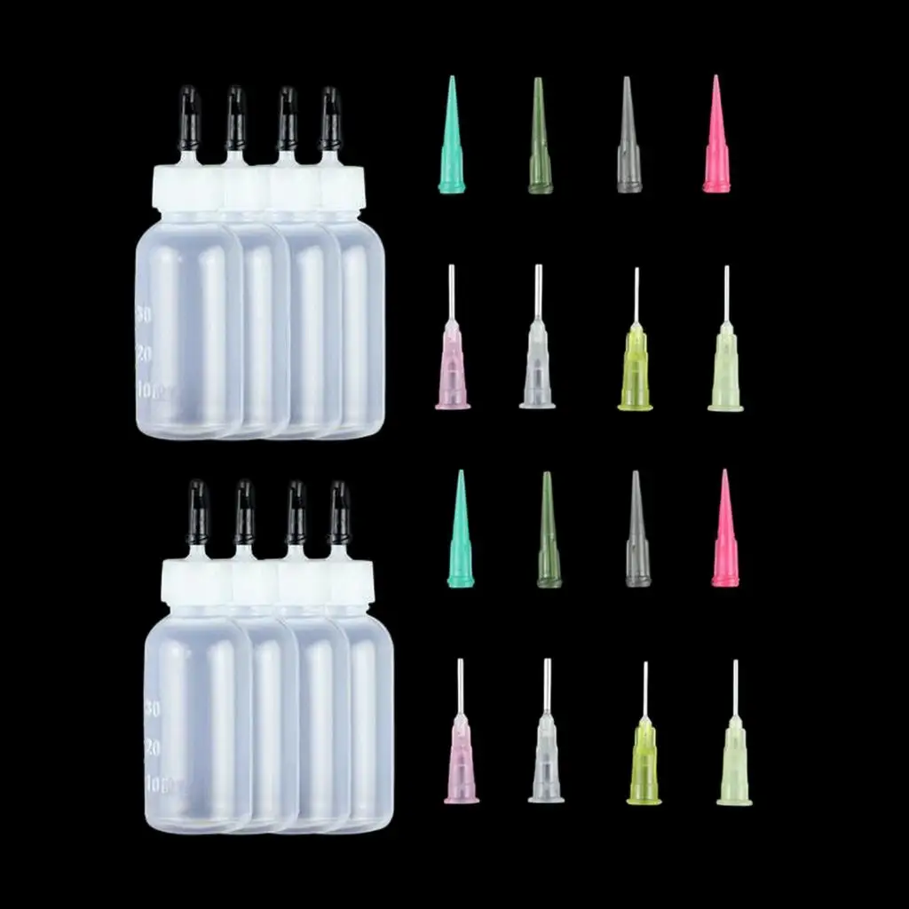 24Pcs Ink Glue Oil Bottles with Paint Solvent Dropper Needle Tips