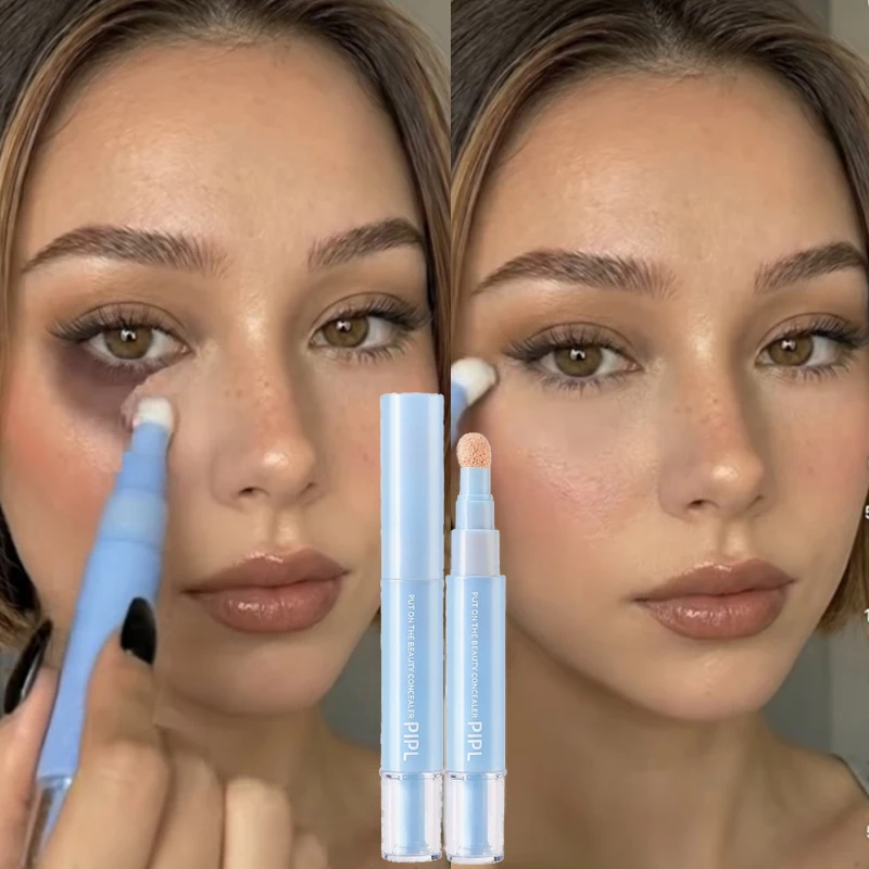 Soft Sponge Head Liquid Concealer Stick Full Cover Eye Dark Circles Acne Marks Long Lasting Waterproof Brightening Concealer Pen