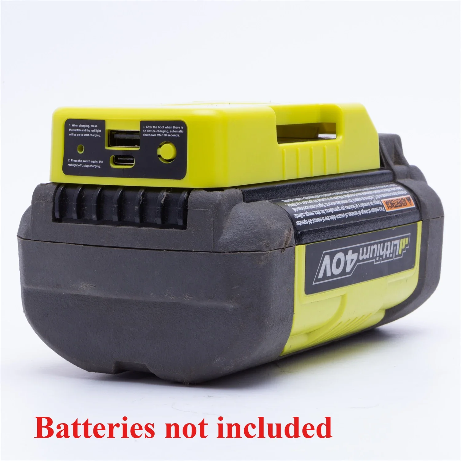 

Cordless Mobile Power Bank Adapter for Ryobi 40 Volt Li-ion Battery Indoor and Outdoor Use with USB TYPE-C(NO Battery )