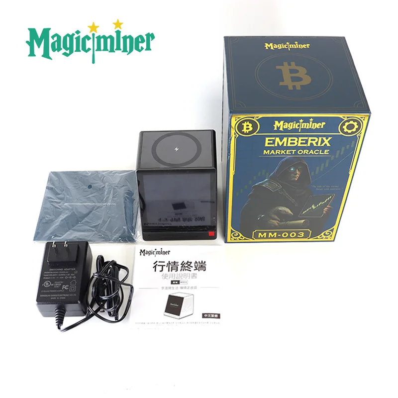 Magic Miner MO01 Smart Bitcoin Miner 770KH/s 17W Krypto-Miner mit Marktdisplay, Bluetooth-Lautsprecher, 3-in-1 kabelloses Ladegerät für den Schreibtisch
