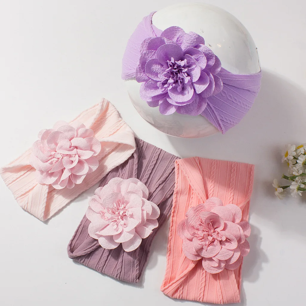 22 Colors 3D Flower Baby Headband Soft Cable Knit Elastic Turban Newborn Photography Hair Accessories for Baby Girls 0-24 Months