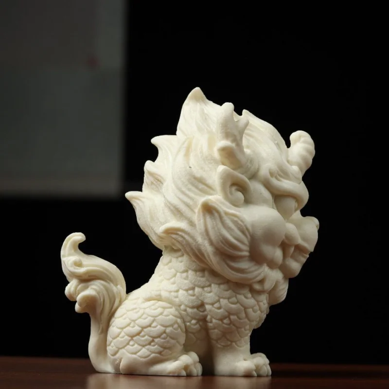 Ivory fruit kylin tea pet decoration Zhaocai Kylin home living room tea table landscape carving arts and crafts