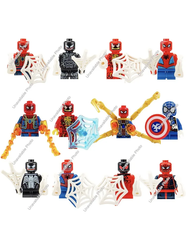 BLOKEES 12-teiliges Set Marvel-Superhelden Spider-Man, Iron Man, Thanos Mini-Bausteine, Anime-Figuren, Kinderspielzeug-Geschenk
