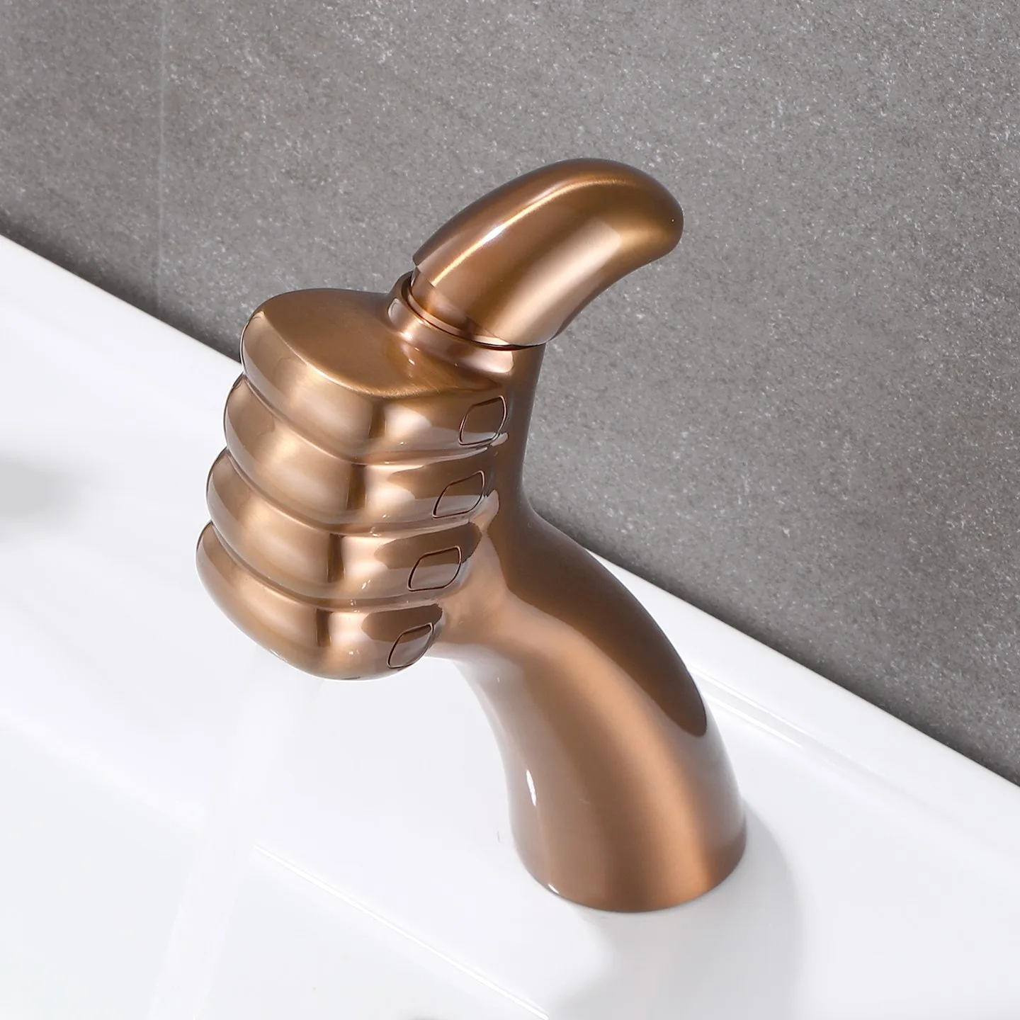 Super Thumb High-end Home All Copper Bathroom Hotel Bathroom Face Creative Basin Hot and Cold Faucet Mirror Bright Silver