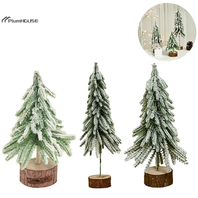 1Pcs Mini Snow-Frosted Pine Needle Christmas Tree Tabletop Decoration Small Desktop Ornament Festive Home And Office Decor