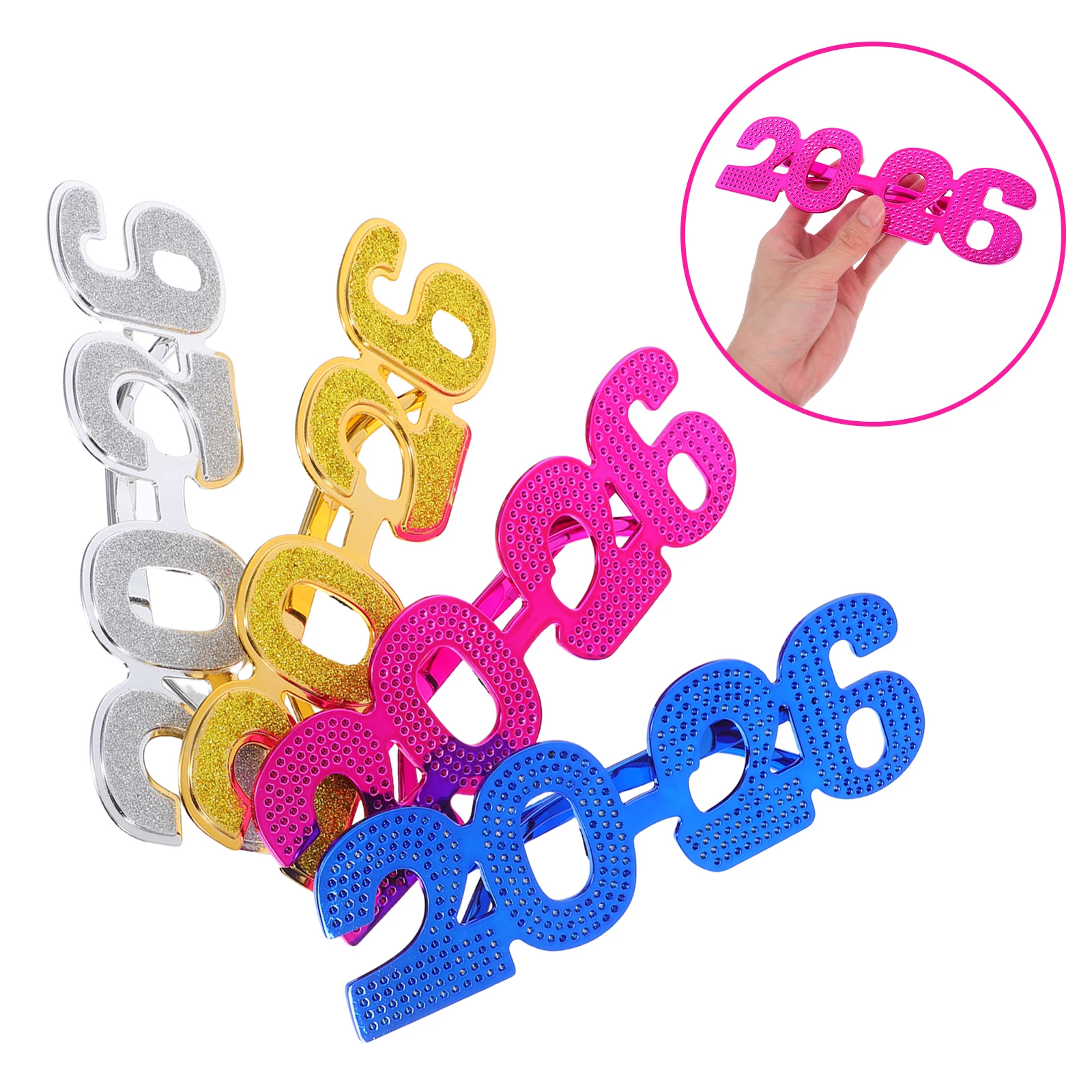 

4 Pcs 2026 Glasses Glitter Eyeglasses Christmas Graduation Party Favors New Year Supplies Photo Prop Props