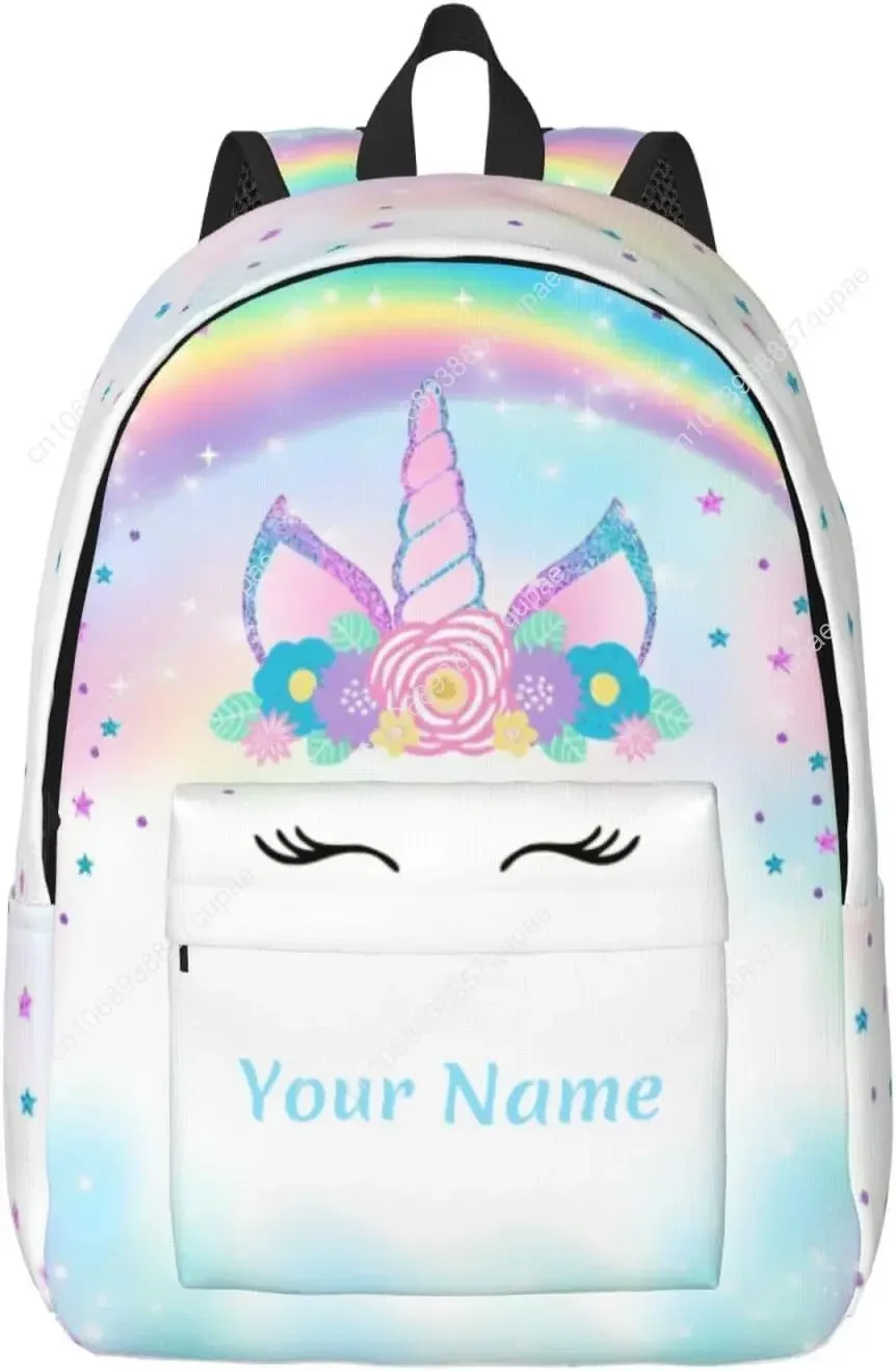 Unicorn Blue Customized Backpack for Girls Boys, Personalized with Name, 15