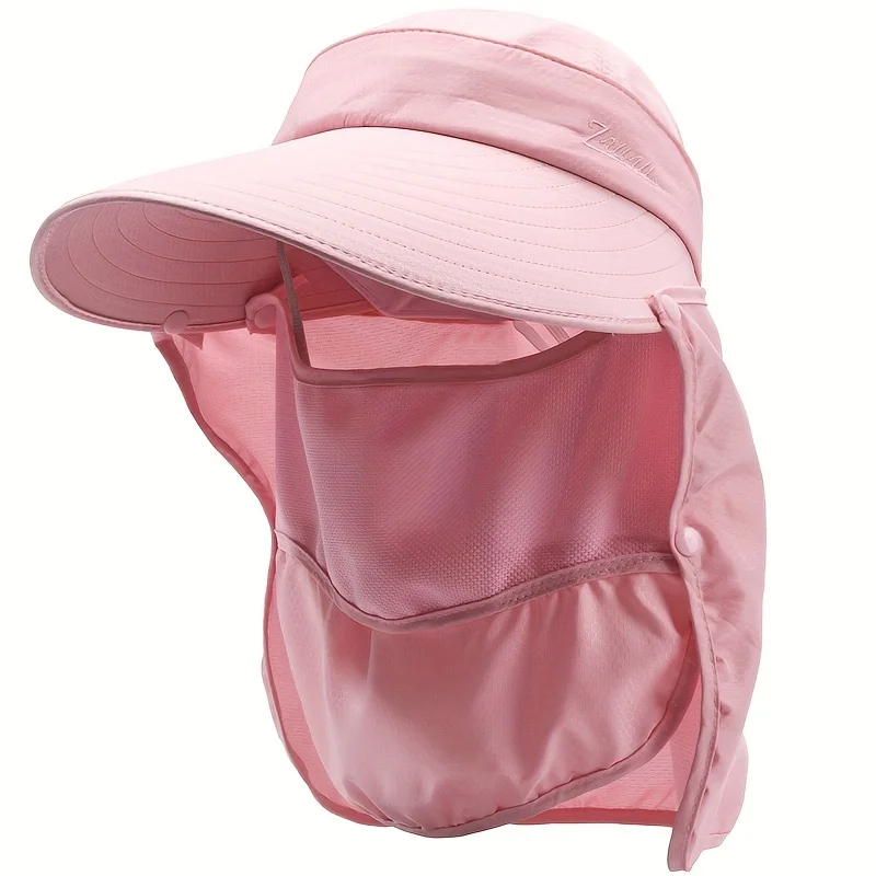 Outdoor-Sonnenhut für Damen, Sommerhut mit abnehmbarem Schal, Fischerhut, atmungsaktiv, für Angeln, Camping, Wandern – Detail 7