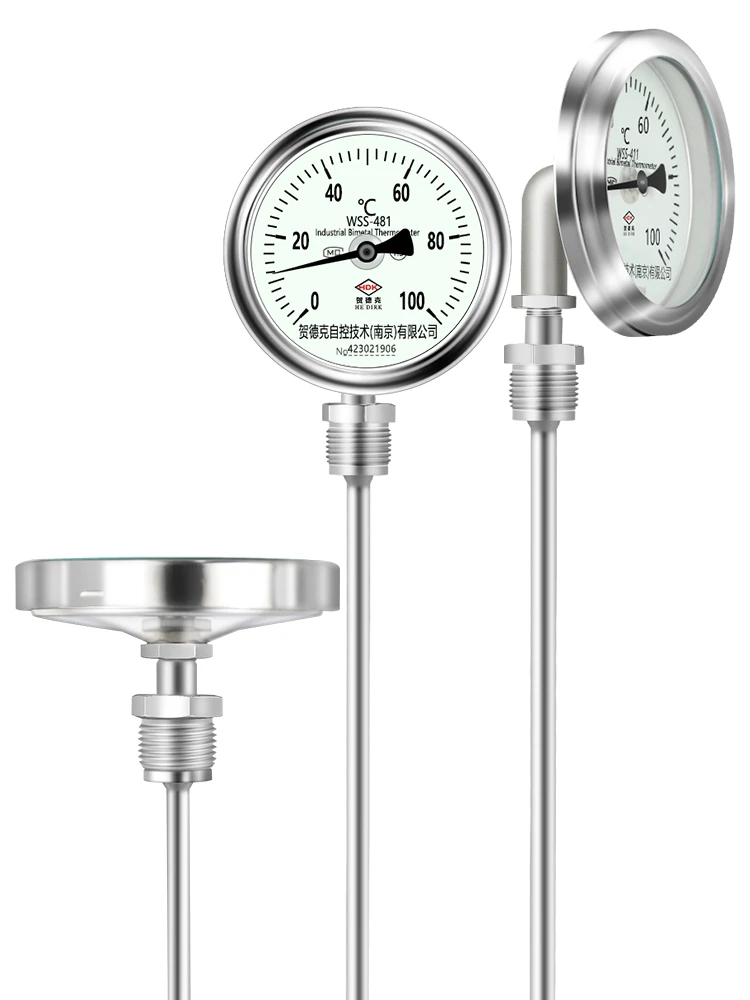 

Fluorescent bimetallic thermometer wss411 electric contact stainless steel explosion-proof universal pointer