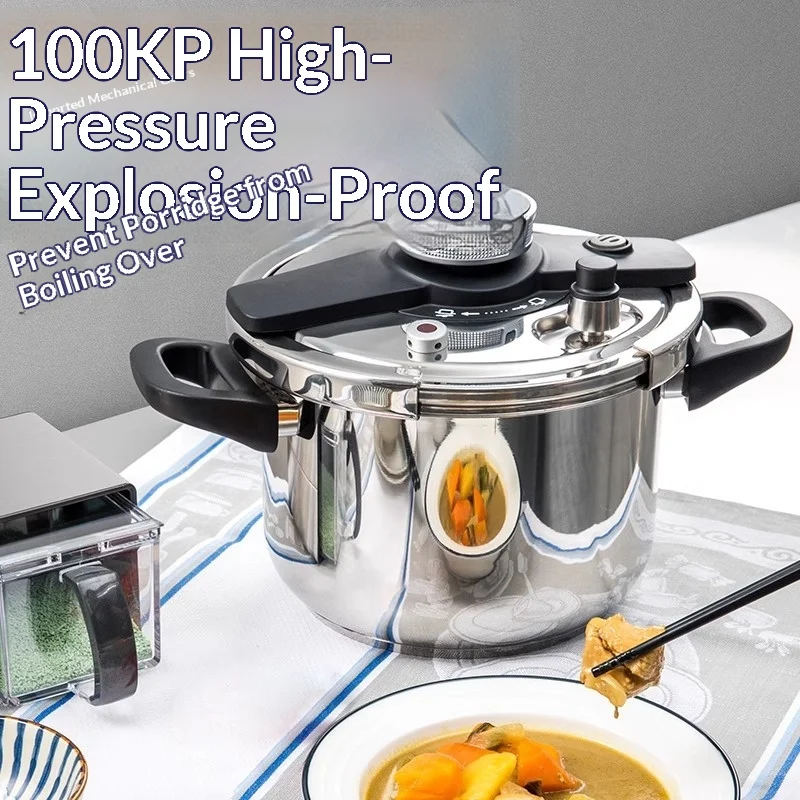 Stainless steel explosion-proof pressure cooker, handle on both sides, lid, suitable for gas stove