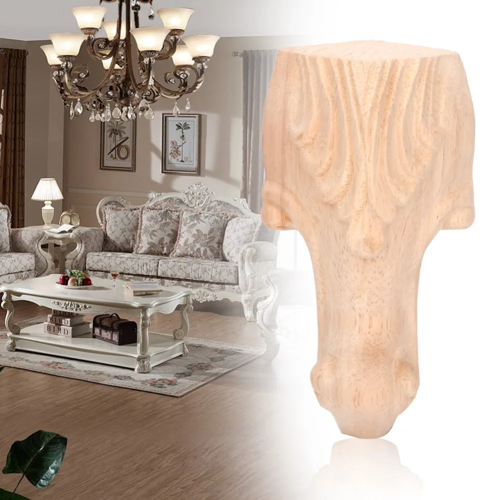 

Retro Carved Feet Solid Wood Cabinet Legs Durable Brown Wooden Furniture Feet Carved Wood Cabinet Table Legs Table