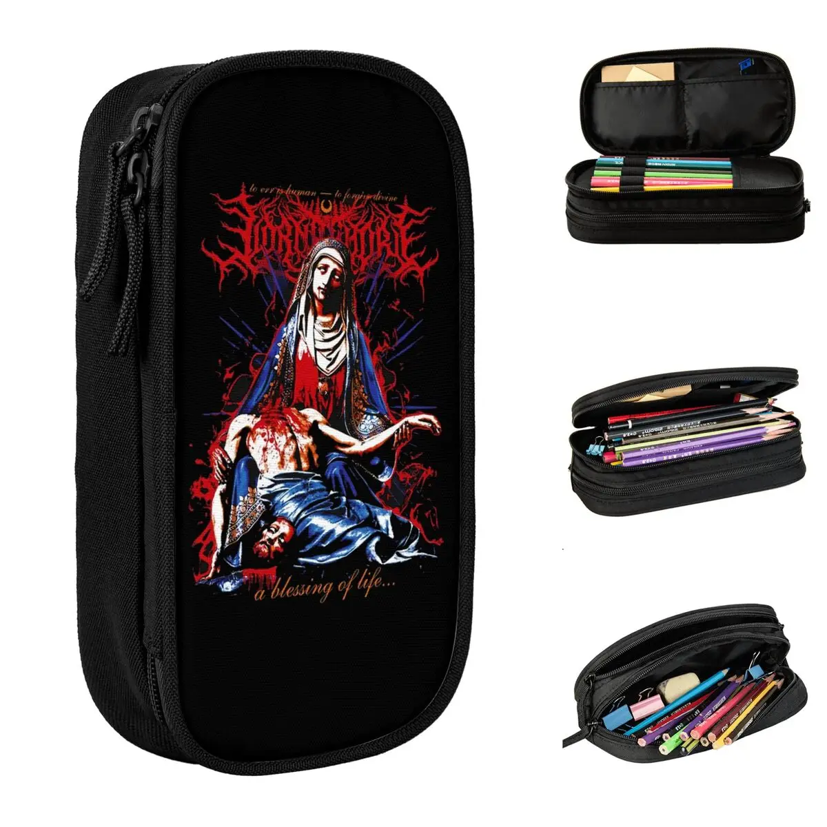 Lorna Shore Heavy Metal Music Band Pencil Cases Classic Pen Bags Kids Big Capacity Students School Cosmetic Pencilcases