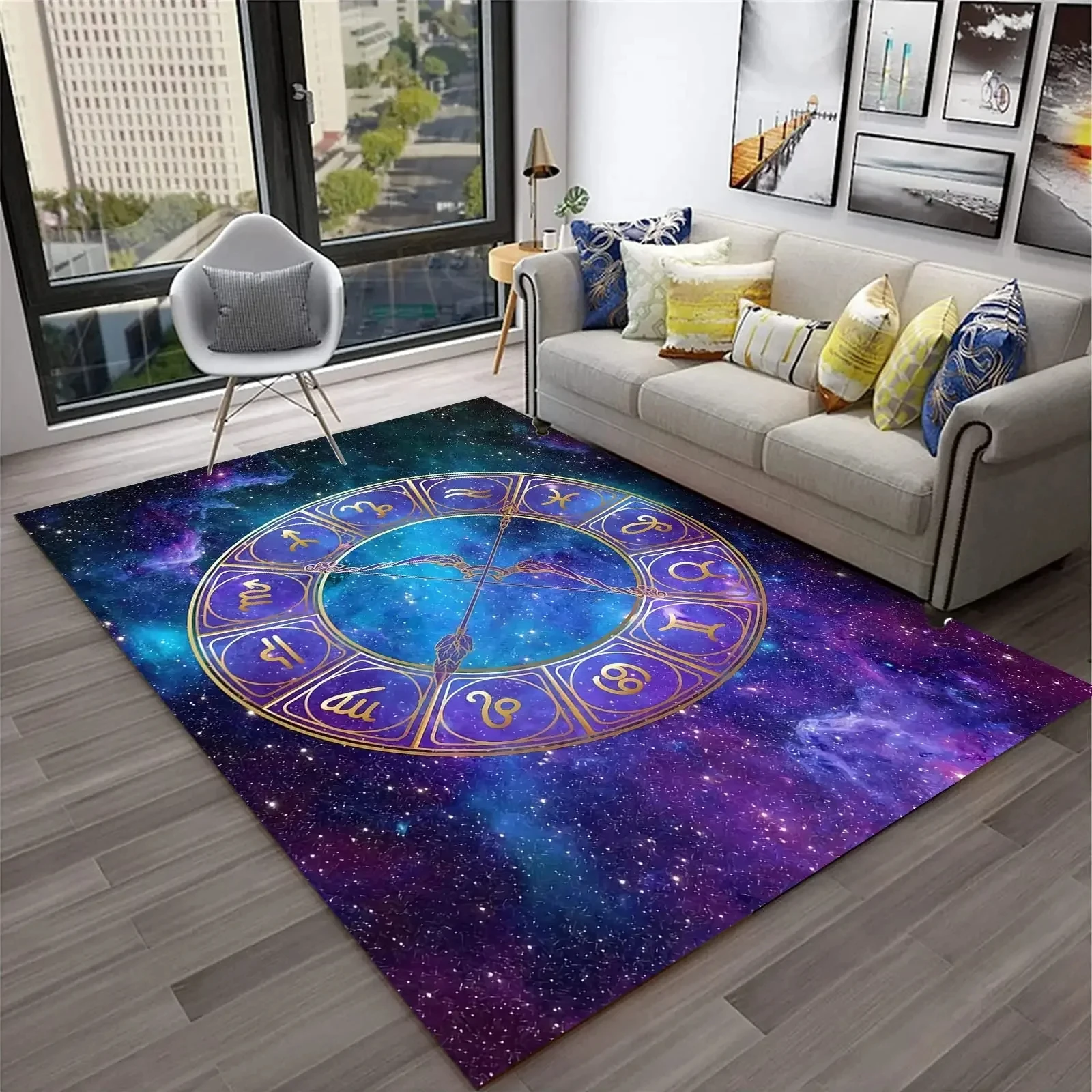 Twelve Constellation Area Rugs Star Sign Zodiac Carpet Living Room Bedroom Decor Rug Children Play Room Mats Anti-slip Floor Mat