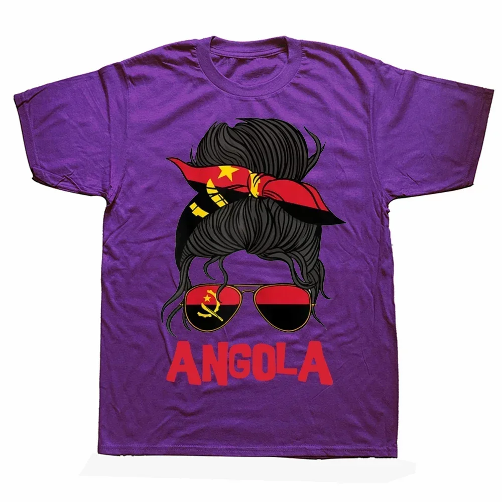 Summer Style Graphic Cotton Streetwear Short Sleeve Birthday Gifts T-shirt Mens Clothing Funny Angola Girl Angolan Flag T Shirt view 3