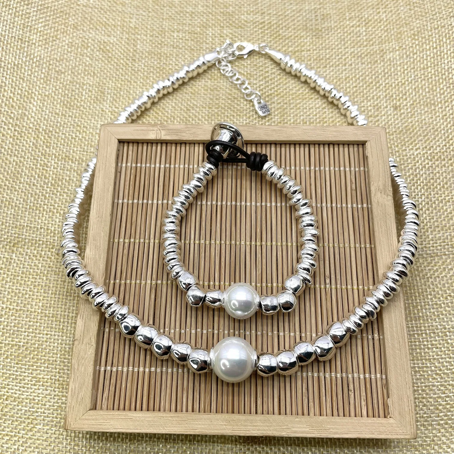 2022 new popular plated 925 silver color bead necklace can be given as a gift to women with shipping wholesale Fit UNO DE 50