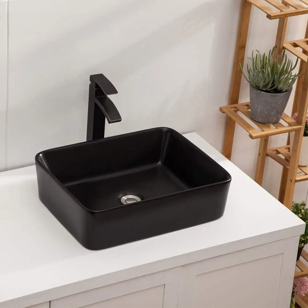 

1 Pc Bathroom Container Sink Rectangular 19 "x15" Counter Over Black Ceramic Container Sink Art Basin