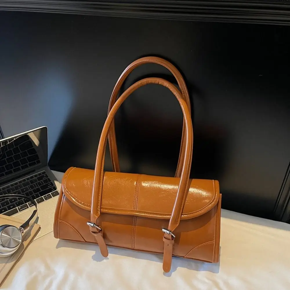 High Quality PU Leather Underarm Bag Burgundy Color Magnetic Buckle Ladies Tote Bags Shoulder Bag Casual Occasions