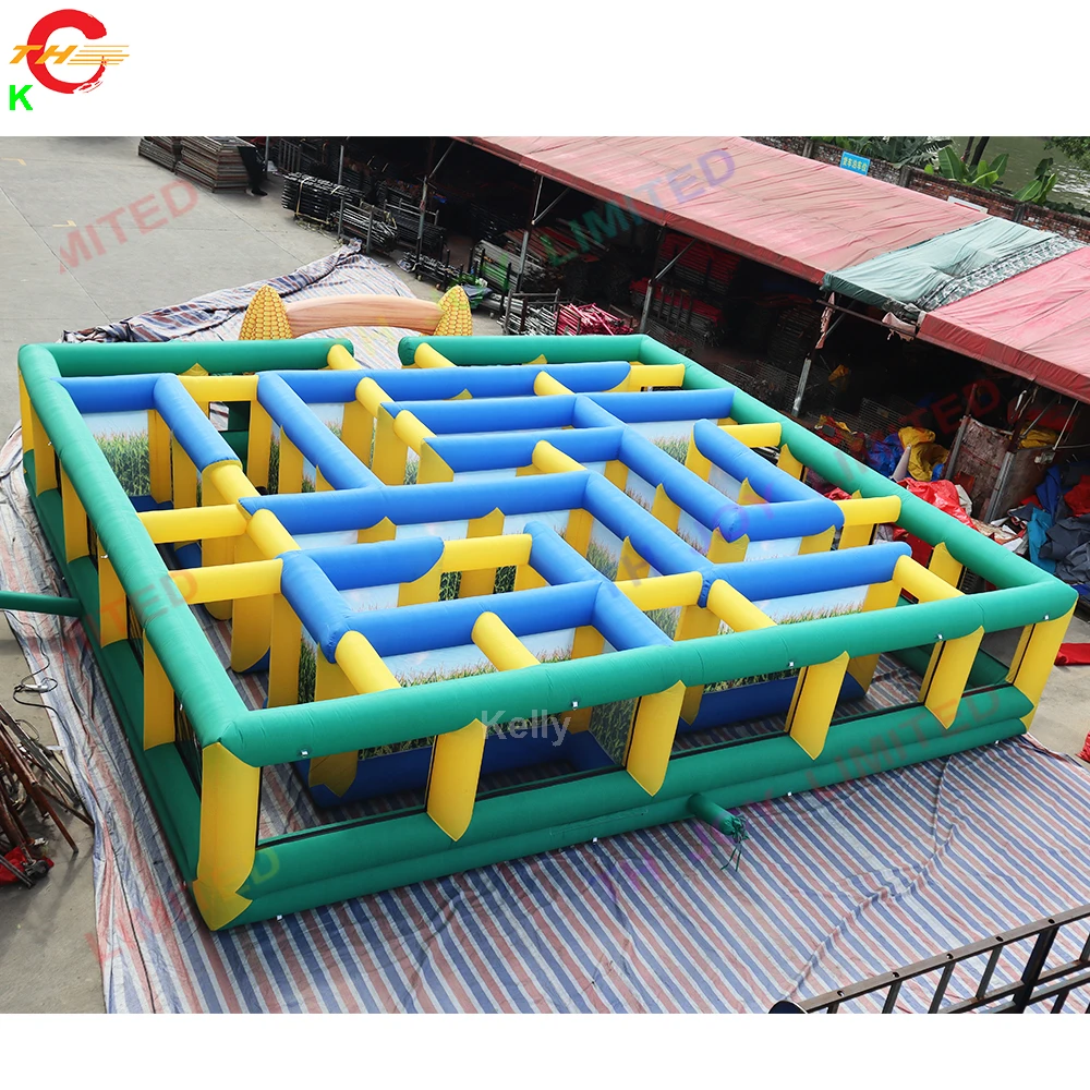 Free Ship 10x10m Corn Inflatable Haunted House Laser Tag Maze Arena for Farm Tourism Advertising