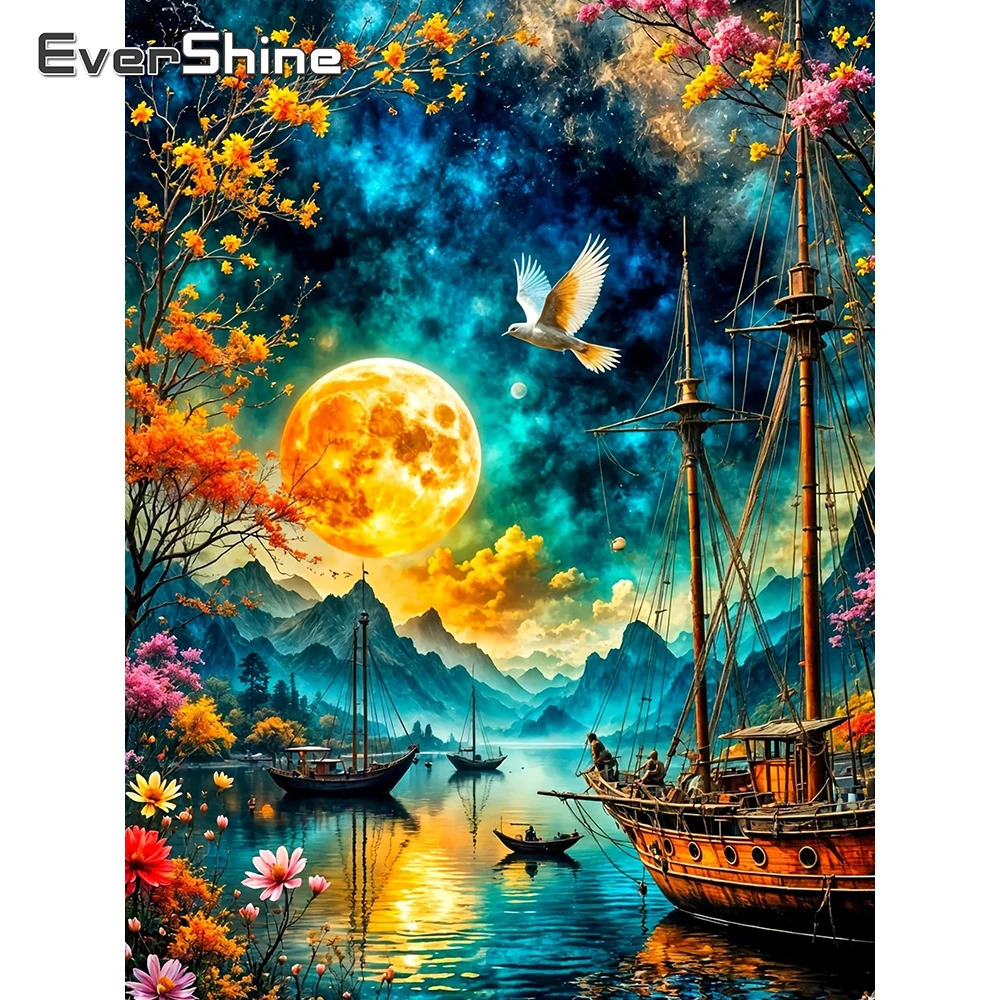 Evershine Diamant Stickerei Landschaft Bild Von Strass Mosaik Meer Voll Platz Malerei Schiff Handwerk