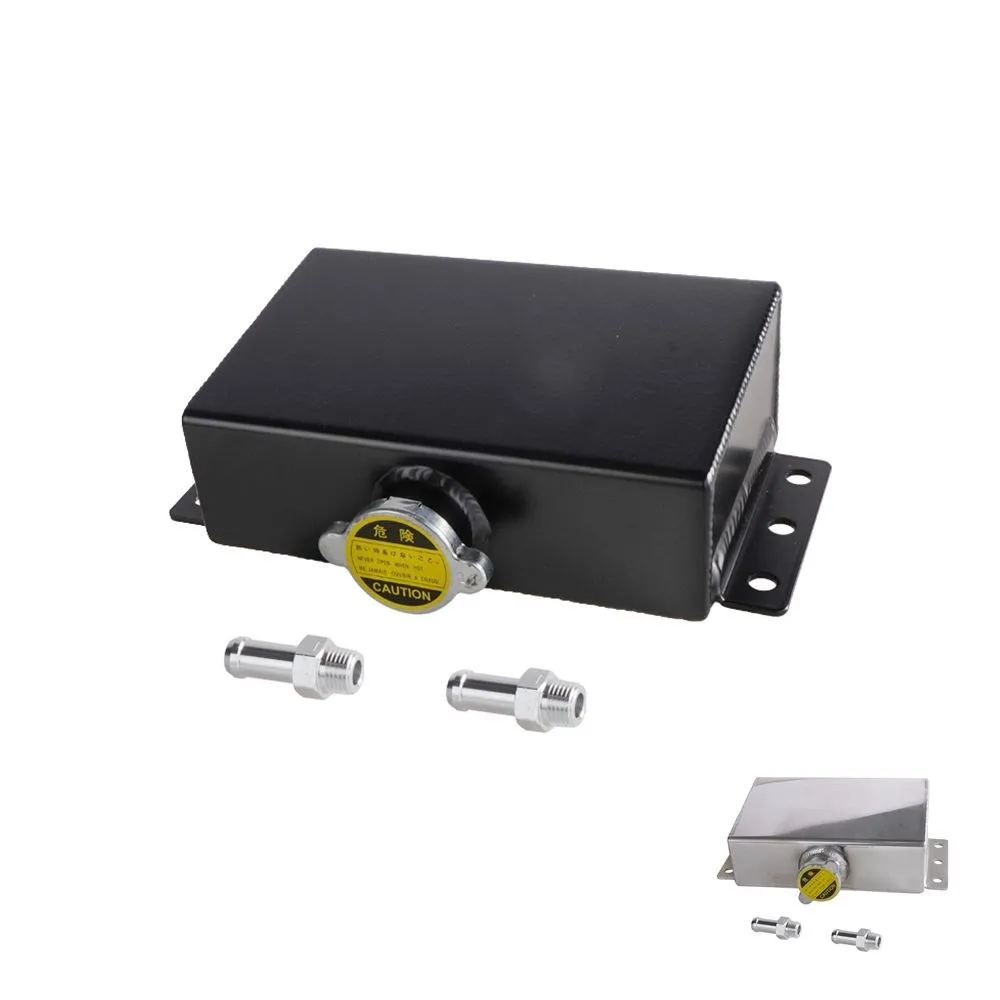 1.6L Universele Koelvloeistof Overflow Tank Reservoir Kit Aluminium Materiaal voor Auto voertuigen Onderdelen Zwart Zilver OC-1009-BK