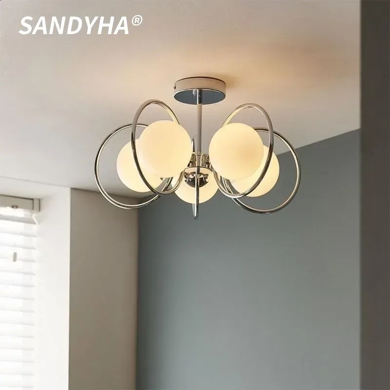 

SANDYHA Elegant Modern LED Ceiling Lights Stylish Glass Chandeliers Perfect Hanging Lamps for Home Bedroom Living Room Dining