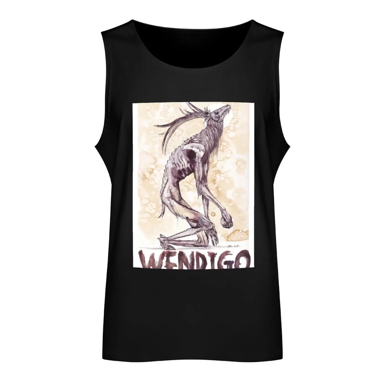 Wendigo with Text Tank Top anime gym Vest male gym t-shirts