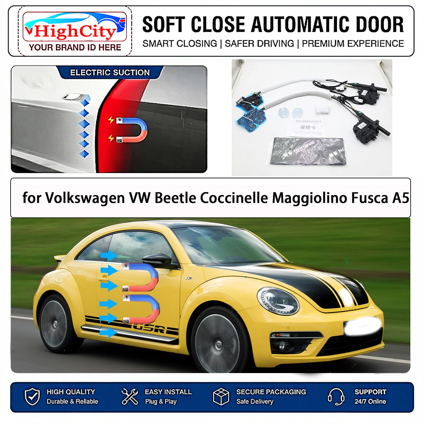 Kit de Cierre Suave Eléctrico OEM para Volkswagen VW Beetle Coccinelle Maggiolino Fusca A5, Antipinzamiento, Cierre Silencioso