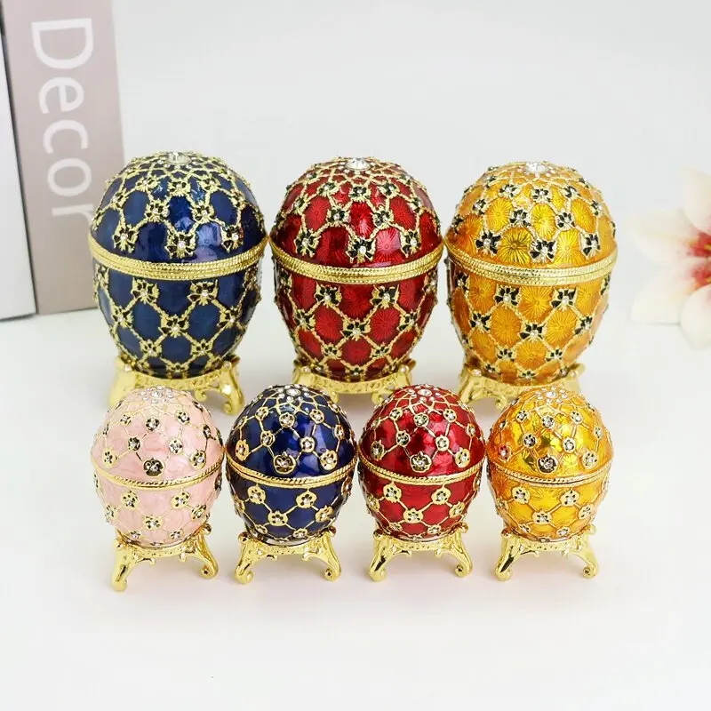 Creative Enamel Carriage Egg Jewelry Box European Decor Easter Gift