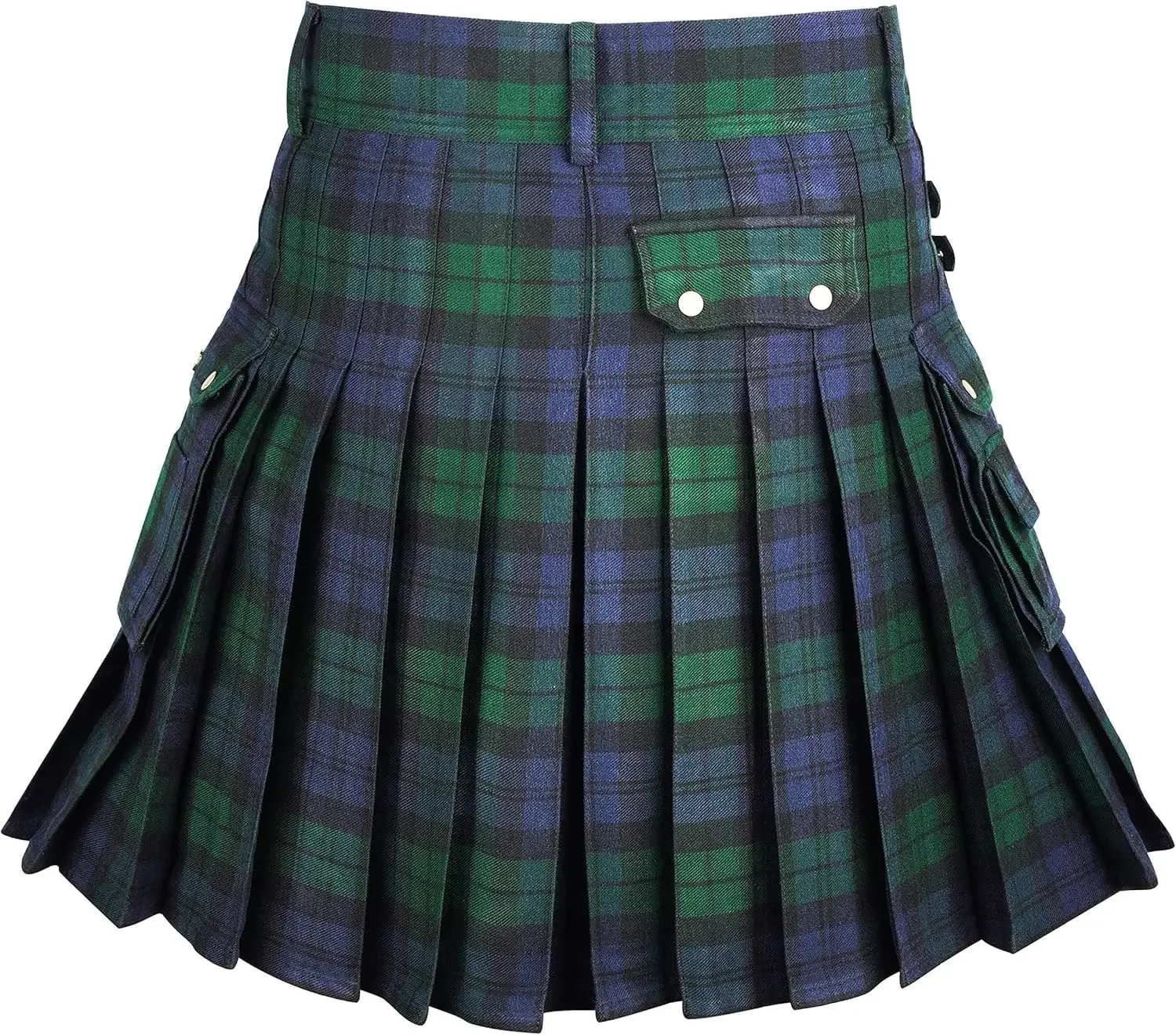 Tartan Utility Kilts für Männer Tartan-Kilt mit Riemen und großen Cargotaschen