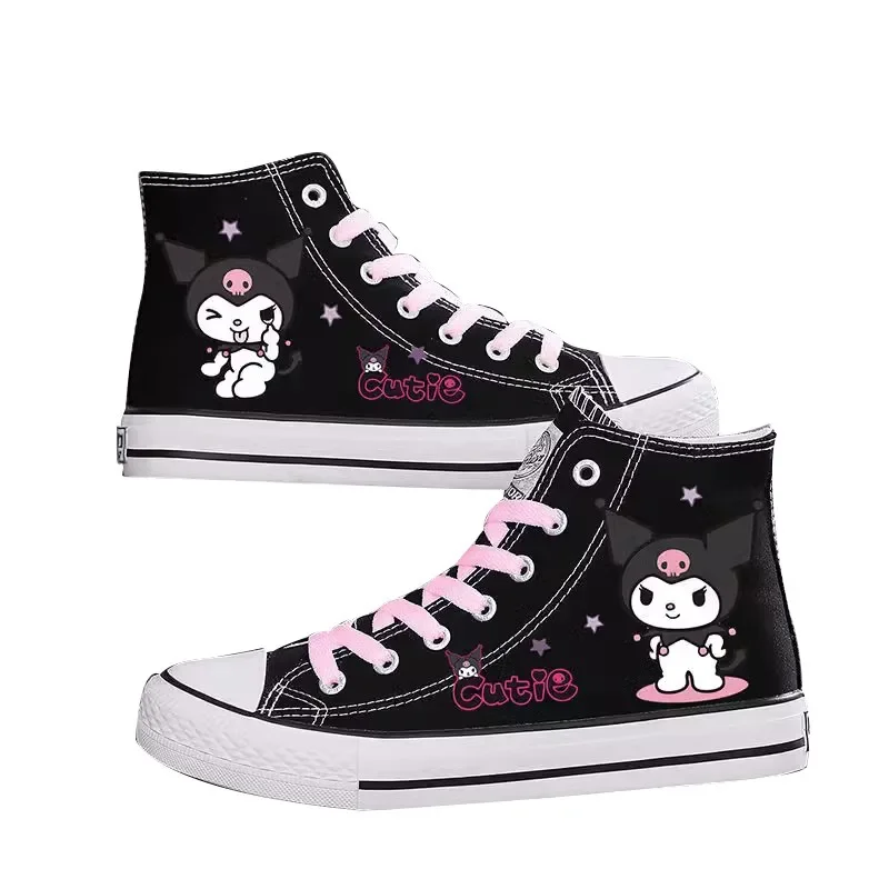 

Sanrio Kawaii My Melody Women Trendy High Top Canvas Shoes Kuromi Cinnamoroll Anime Cartoon Fashion Student Versatile Flat Shoes