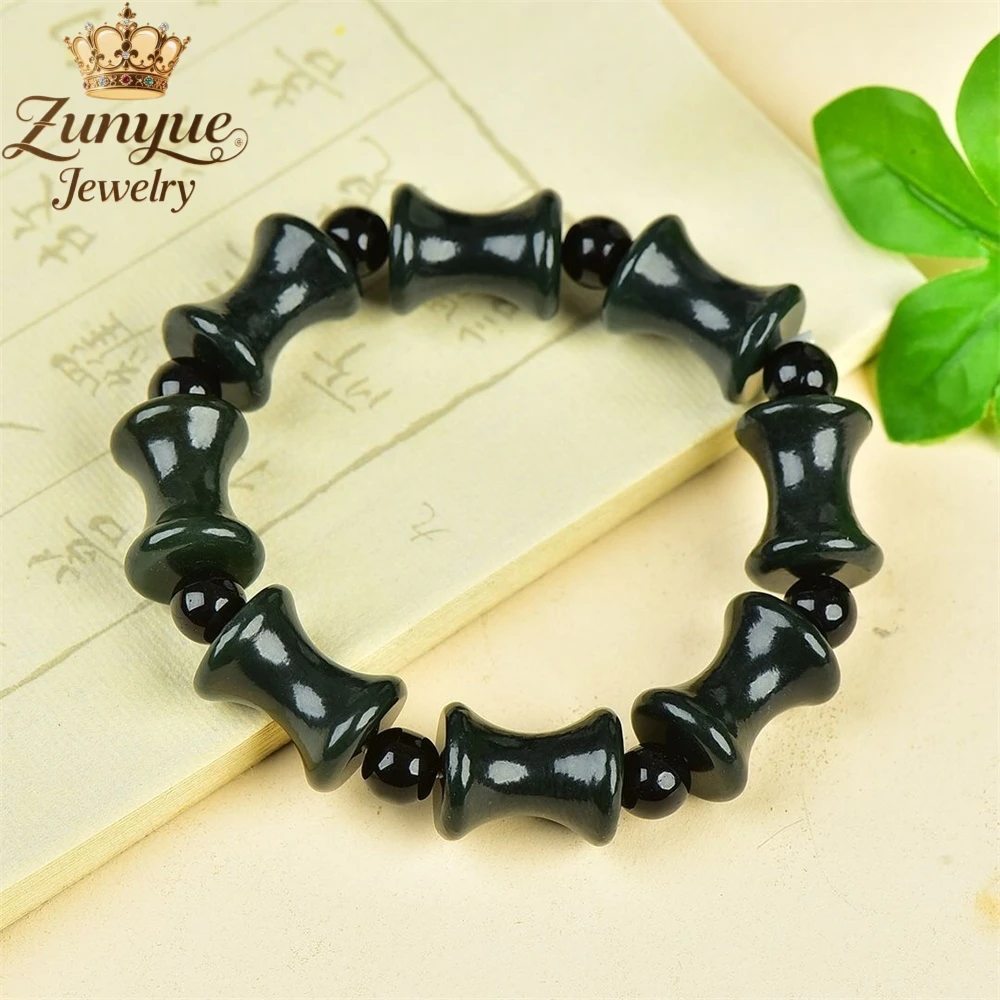 

Natural Hetian Jade Green Jade Bamboo Joint Bracelet Luxury Quality Jewelry Fashion Jewelry Exquisite Elegant Charms Popular