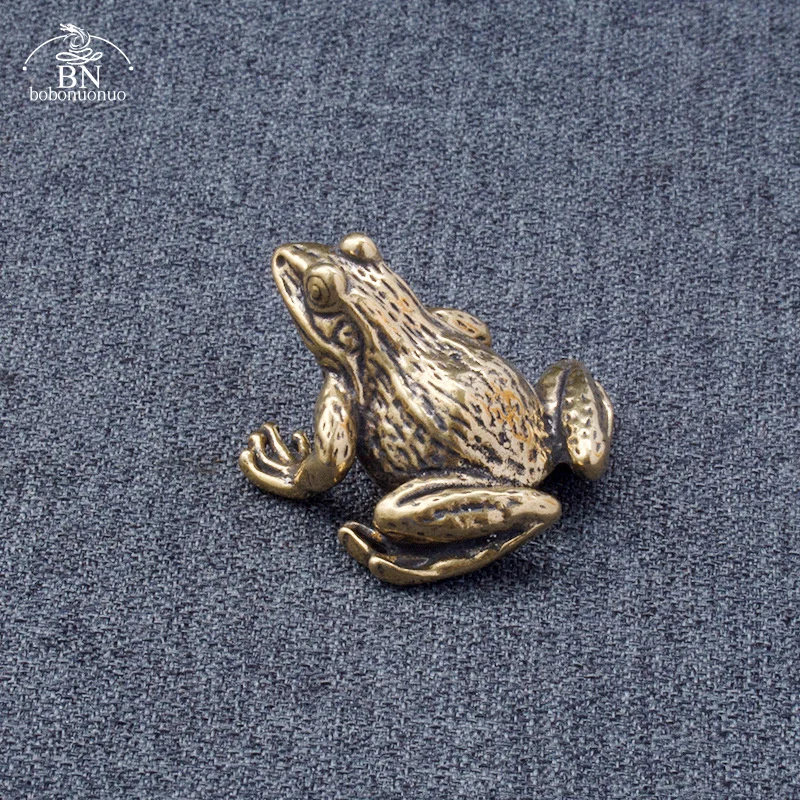 Brass Flower Skin Frog Small Statue Desktop Ornaments Tea Pets Gifts Solid Antique Collection Cute Animal Figurines Decorations