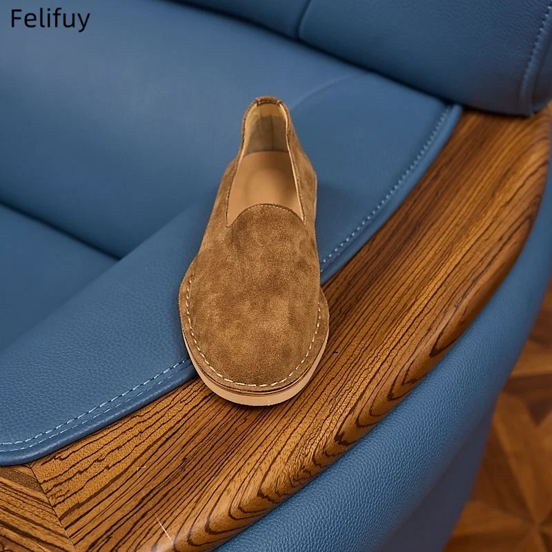 Cow Suede Man Loafers Luxury Genuine Leather Casual Shoes For Men Boat Shoes Handmade Men Slip on Driving Shoes Male Moccasins
