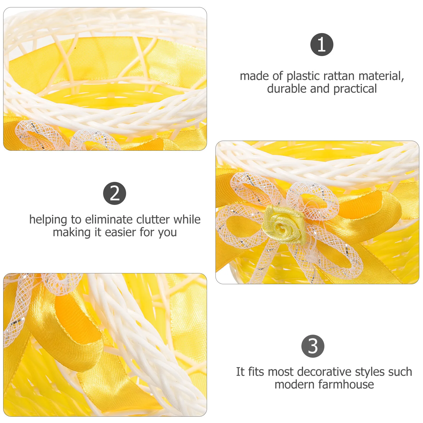 

4Pcs Plastic Rattan Flower Basket Mini Woven Plant Pot Decorative Storage Organizer for Home Garden Desktop Plant Display