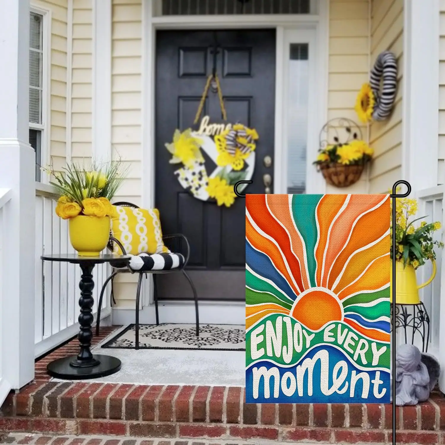 Enjoy Every Moment Summer Garden Flags for Outside Burlap 12x18 Inch Double Sided, Sunshine Sign Small Flag Farmhouse Holiday Ya