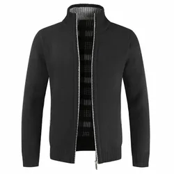 Mens Autumn Solid Color Knitted Sweater Jackets Cardigan Coats Man Clothing Casual Black Zip Up Sweaters Blusa De Frio Masculino