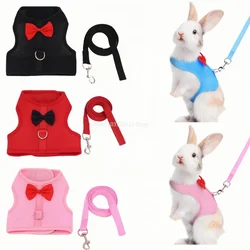 Cute Bow Rabbit Harness Soft Mesh Small Pet No Pull Comfort Padded Vest for Bunny Guinea Pigs Squirrels and Other Small Animal