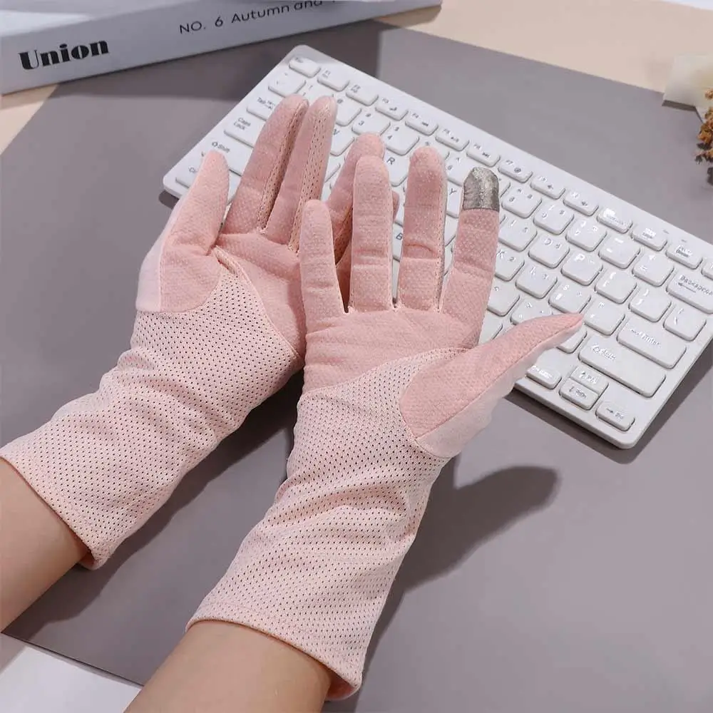 قفازات مضادة للأشعة فوق البنفسجية خمسة أصابع قفازات قفازات ركوب الخيل الصيف قفازات واقية من الشمس النساء القيادة قفازات القفازات في الهواء الطلق بلون