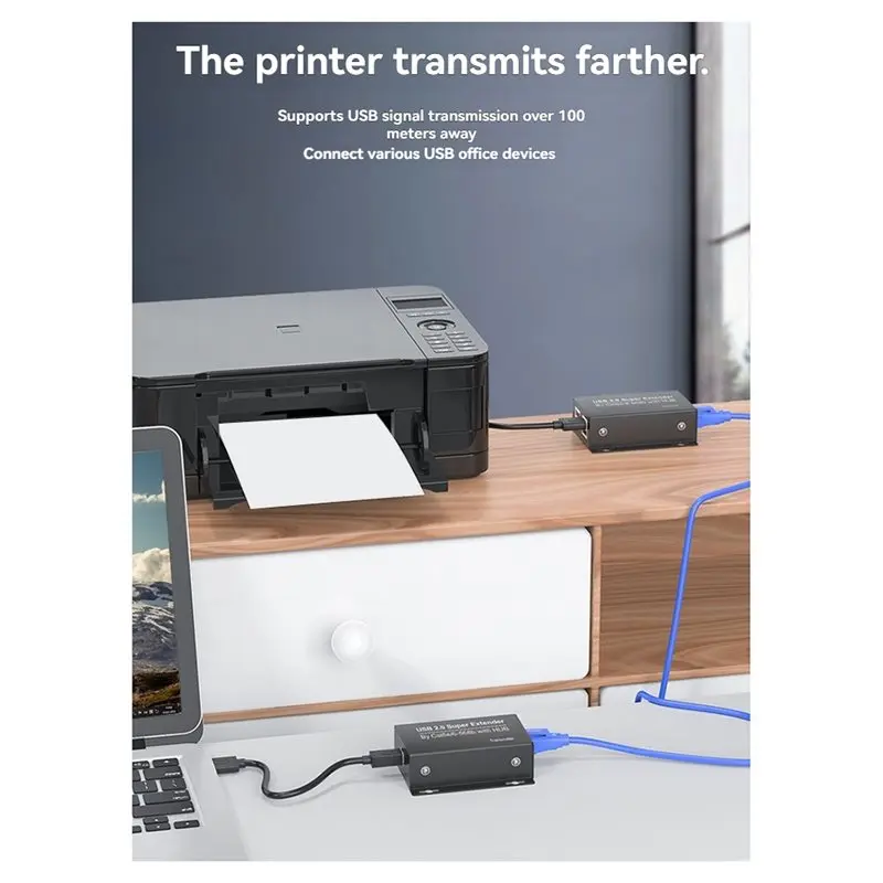A29F-150M USB 2.0 To RJ45 Extender Ethernet Cat6 Extends USB Connection For Webcam Printer Keyboard Mousetouch Screen