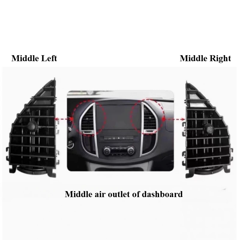 

1 шт. для Benz, новый VITO, вентиляционное отверстие для кондиционера, среднее отверстие для воздуха, приборная панель, воздухозаборник, автозапчасти
